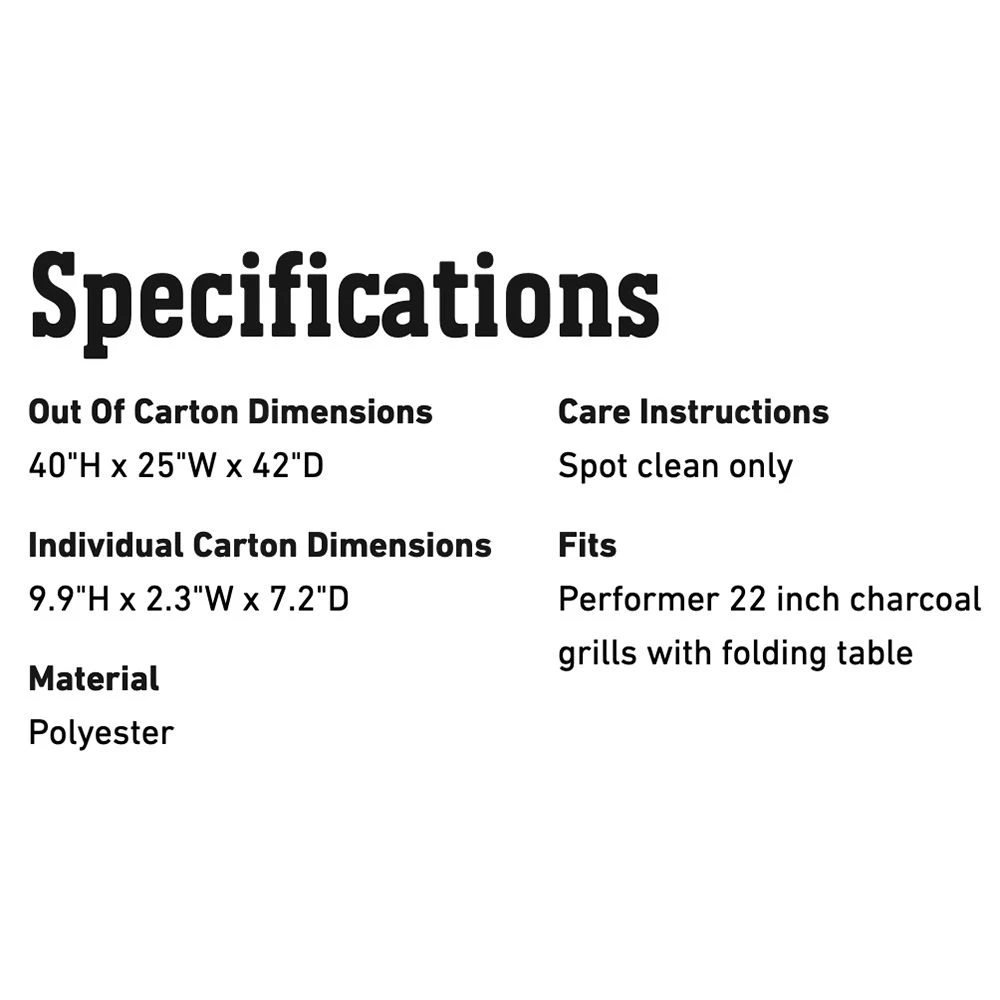 Weber Premium Grill Cover For Performer Charcoal Grill With Folding Table (WEB-7151) - Image 2