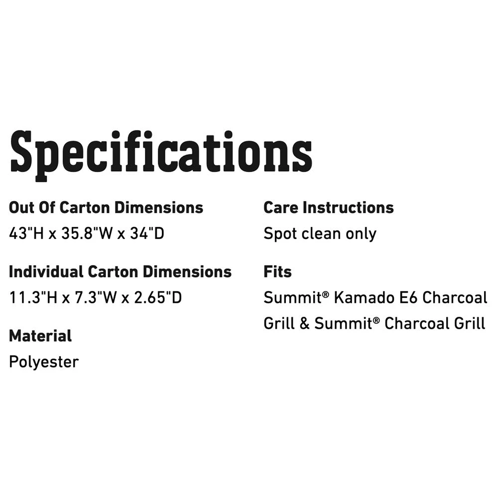 Weber Premium Grill Cover For Summit Kamado E6 Grill (WEB-7173) - Image 2